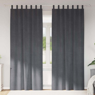 Berkfield Blackout Curtains With Hanging Loops 2 Pcs Super Light Grey Velvet - image 1
