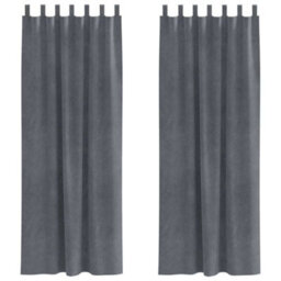 Berkfield Blackout Curtains With Hanging Loops 2 Pcs Super Light Grey Velvet - thumbnail 2