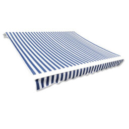 Berkfield Awning Top Sunshade Canvas Blue & White 3 X 2.5M (Frame Not Included) - thumbnail 1