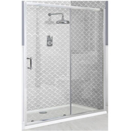 Homestylestore Chrome Reversible Sliding Door Shower Enclosure With White Tray And Fast Flow Waste 1400 X 800mm - thumbnail 1