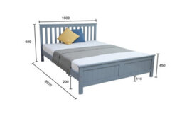 Ecasa Wooden Bed Frame With Slatted Designed Headboard And Solid Plain Footboard King Size Grey - thumbnail 5