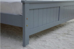 Ecasa Wooden Bed Frame With Slatted Designed Headboard And Solid Plain Footboard King Size Grey - thumbnail 4