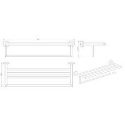 Chrome  Wall Mounted Double Bathroom Towel Rail Holder Rack Shelf Stainless Steel - thumbnail 2
