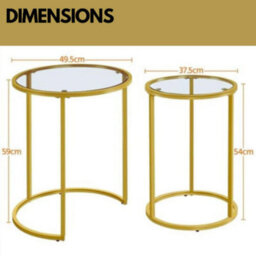 Rafaelo Mobilia Set Of 2 Round Gold Nesting Tables With Tempered Glass - thumbnail 6