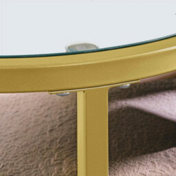 Rafaelo Mobilia Set Of 2 Round Gold Nesting Tables With Tempered Glass - thumbnail 3
