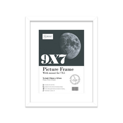 "9X7"" White Frame With Mount For 7X5"" Pictures 20mm Thin Edge Portrait And Landscape Display With Wall Hooks And Kickstand" - image 1