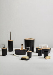 Orsina Black Toilet Brush Holder, Sturdy Bathroom Cleaner With Reinforced Bristles, Slimline Toilet Brush Set - thumbnail 3
