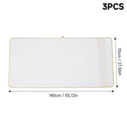 Living And Home 3 Pack Polyester Bath Towels Elegant Gold Line White Soft Absorbent Hanging Loop Bathroom Towel Set - thumbnail 8