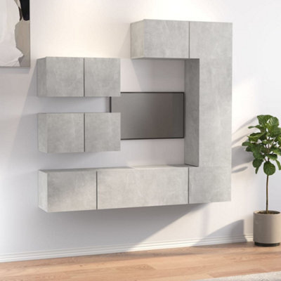 Berkfield 6 Piece Tv Cabinet Set Concrete Grey Engineered Wood - image 1