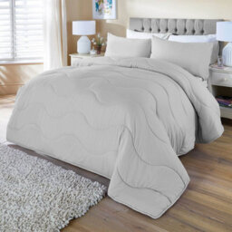 Casa Bonita Coverless Duvet With Built-In Super-Soft Peach Skin Cover - Easy Care Hollowfibre Filling - Duvet Only - Single - Grey - thumbnail 1