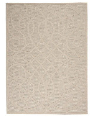 Cozumel Czm04 Easy To Clean Stain Resistant Modern Optical 3D Abstract Cream Outdoor Rug For Patio & Garden-122Cm X 183Cm - image 1