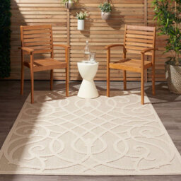 Cozumel Czm04 Easy To Clean Stain Resistant Modern Optical 3D Abstract Cream Outdoor Rug For Patio & Garden-122Cm X 183Cm - thumbnail 2
