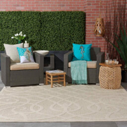 Cozumel Czm04 Easy To Clean Stain Resistant Modern Optical 3D Abstract Cream Outdoor Rug For Patio & Garden-122Cm X 183Cm - thumbnail 3