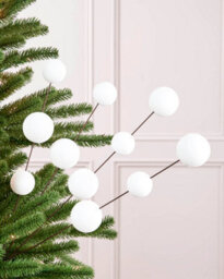 Werchristmas White Velvet Bauble Pick, 70 Cm - thumbnail 2