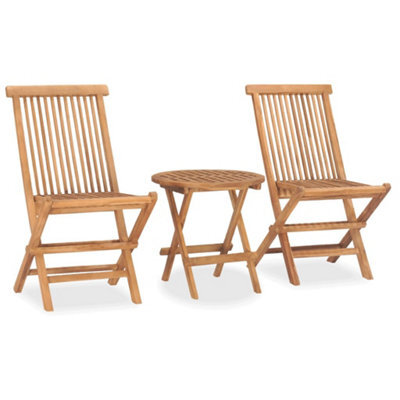 Walplus 3 Piece Folding Outdoor Dining Set Solid Teak Wood - image 1
