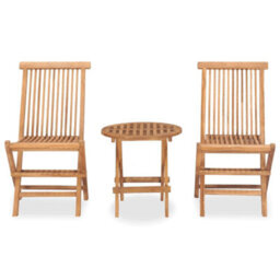 Walplus 3 Piece Folding Outdoor Dining Set Solid Teak Wood - thumbnail 2