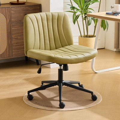 Avocado Green Pu Leather Mid Back Office Chair,swivel Lift Desk Chair With Wheels Modern - image 1