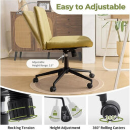 Avocado Green Pu Leather Mid Back Office Chair,swivel Lift Desk Chair With Wheels Modern - thumbnail 4