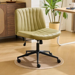Avocado Green Pu Leather Mid Back Office Chair,swivel Lift Desk Chair With Wheels Modern - thumbnail 1