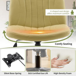 Avocado Green Pu Leather Mid Back Office Chair,swivel Lift Desk Chair With Wheels Modern - thumbnail 3