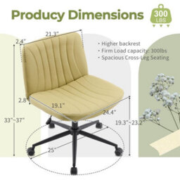 Avocado Green Pu Leather Mid Back Office Chair,swivel Lift Desk Chair With Wheels Modern - thumbnail 2