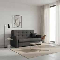 Viva Gold Iii Sofa Bed With Storage Freestanding Upholstered Back Wooden Frame Size 153X98X85Cm Grey