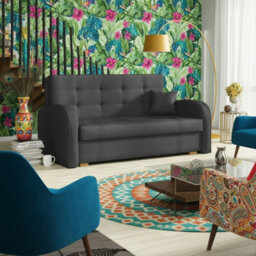Viva Gold Iii Sofa Bed With Storage Freestanding Upholstered Back Wooden Frame Size 153X98X85Cm Grey - thumbnail 2