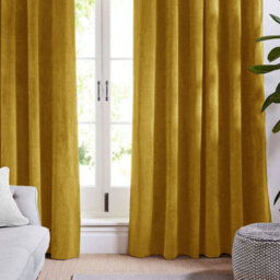 Aspire Homeware Ochre Velvet Curtain Room Darkening Blackout Eyelet Curtain Pair (W) 168Cm X (D)228Cm With Tie Back Pair - thumbnail 2