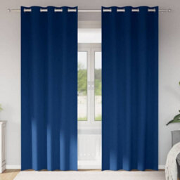 Berkfield Modern Curtains With Curtains 2 Pcs Dark Blue 245 X 140 Cm Polyester - thumbnail 2