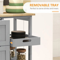 Rolling Kitchen Island Cart, Bar Serving Cart On Wheels Grey - thumbnail 5
