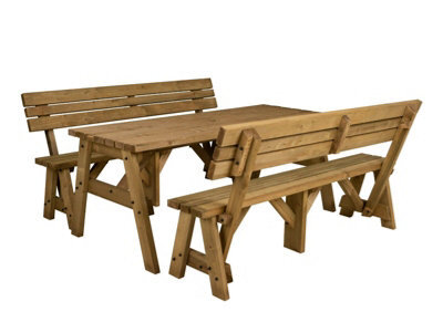 Arbor Garden Solutions Victoria Wooden Picnic Bench And Table Set, Outdoor Dining Set With Backrest (8Ft, Rustic Brown) - image 1