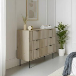 Ohs Ribbed 6 Drawer Cabinet Chest Of Drawers Sideboard - Light Wood - thumbnail 2