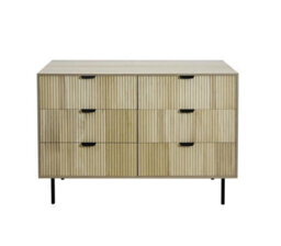 Ohs Ribbed 6 Drawer Cabinet Chest Of Drawers Sideboard - Light Wood - thumbnail 3
