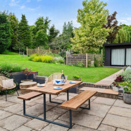 Ashford Blake Rustic Outdoor Picnic Table With Fixed Benches With Parasol Hole