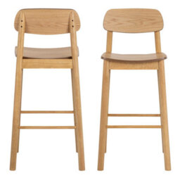 Wyld Haus Quietwood Pair Of Oak-Effect Bar Stools With Matt Finish And Footrest - thumbnail 3