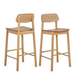 Wyld Haus Quietwood Pair Of Oak-Effect Bar Stools With Matt Finish And Footrest - thumbnail 2