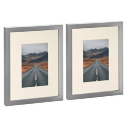 "Nicola Spring Photo Frames With 4"" X 6"" Mount - 8"" X 10"" - Grey/ivory - Pack Of 2" - thumbnail 1