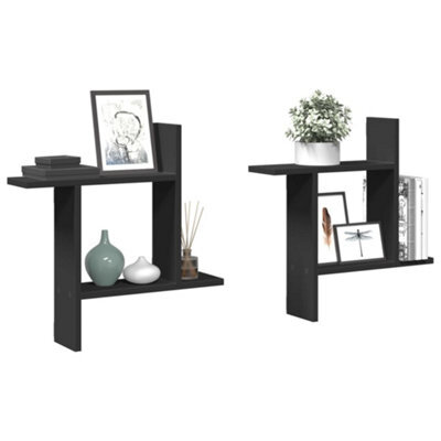 Berkfield Wall Shelves 2 Pcs Black 50X12X50 Cm Engineered Wood - image 1