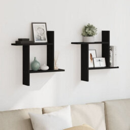 Berkfield Wall Shelves 2 Pcs Black 50X12X50 Cm Engineered Wood - thumbnail 3
