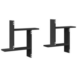 Berkfield Wall Shelves 2 Pcs Black 50X12X50 Cm Engineered Wood - thumbnail 6