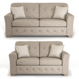 Furnishings For Less UK Hartley Beige 3 + 2 Sofa Suite Full Back Tufted Cushions - thumbnail 1