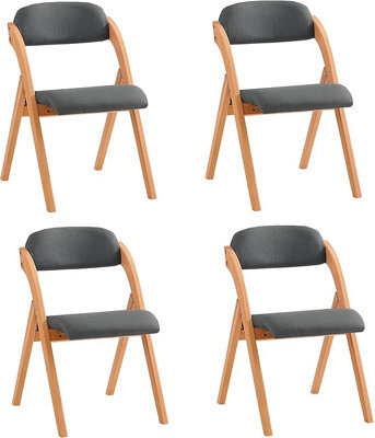 Sobuy Fst92-Sgx4 ,set Of 4 Folding Chairs Padded Wooden Chairs Dining Office Desk Chairs,grey,w47Xd51Xh78 - image 1