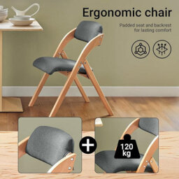 Sobuy Fst92-Sgx4 ,set Of 4 Folding Chairs Padded Wooden Chairs Dining Office Desk Chairs,grey,w47Xd51Xh78 - thumbnail 2