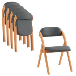 Sobuy Fst92-Sgx4 ,set Of 4 Folding Chairs Padded Wooden Chairs Dining Office Desk Chairs,grey,w47Xd51Xh78 - thumbnail 3