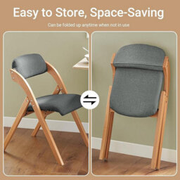Sobuy Fst92-Sgx4 ,set Of 4 Folding Chairs Padded Wooden Chairs Dining Office Desk Chairs,grey,w47Xd51Xh78 - thumbnail 4