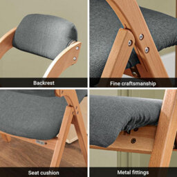 Sobuy Fst92-Sgx4 ,set Of 4 Folding Chairs Padded Wooden Chairs Dining Office Desk Chairs,grey,w47Xd51Xh78 - thumbnail 9