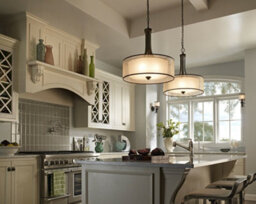 Stylish 4 Bulb Ceiling Pendant Light With Metallic Frosted Shades In Mission Bronze Finish - thumbnail 2