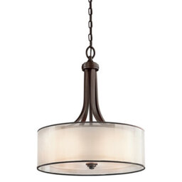 Stylish 4 Bulb Ceiling Pendant Light With Metallic Frosted Shades In Mission Bronze Finish