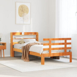 Berkfield Bed Frame With Headboard Without Mattress Wax Brown 75X190 Cm Small Single - thumbnail 1