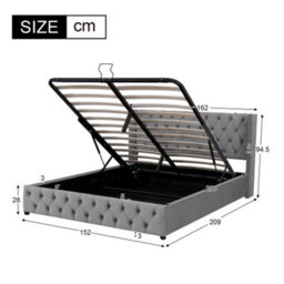 Abrihome Upholstered Bed With Hydraulic Lever, Functional Bed From Storage, 150 X 200 Cm, Without Mattress, Velvet, Gray - thumbnail 8
